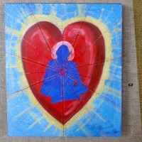 Sally Thurley - “Bhagavan Residing in my Heart” (acrylic, oil, glitter)